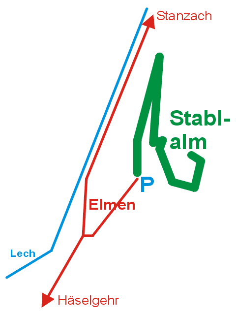 Weg zur Stablalm Grafik: Weg zur Stablalm